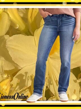 BKE Gabby High-Rise Women's Medium Blue Straight Stretch Jeans 33x32